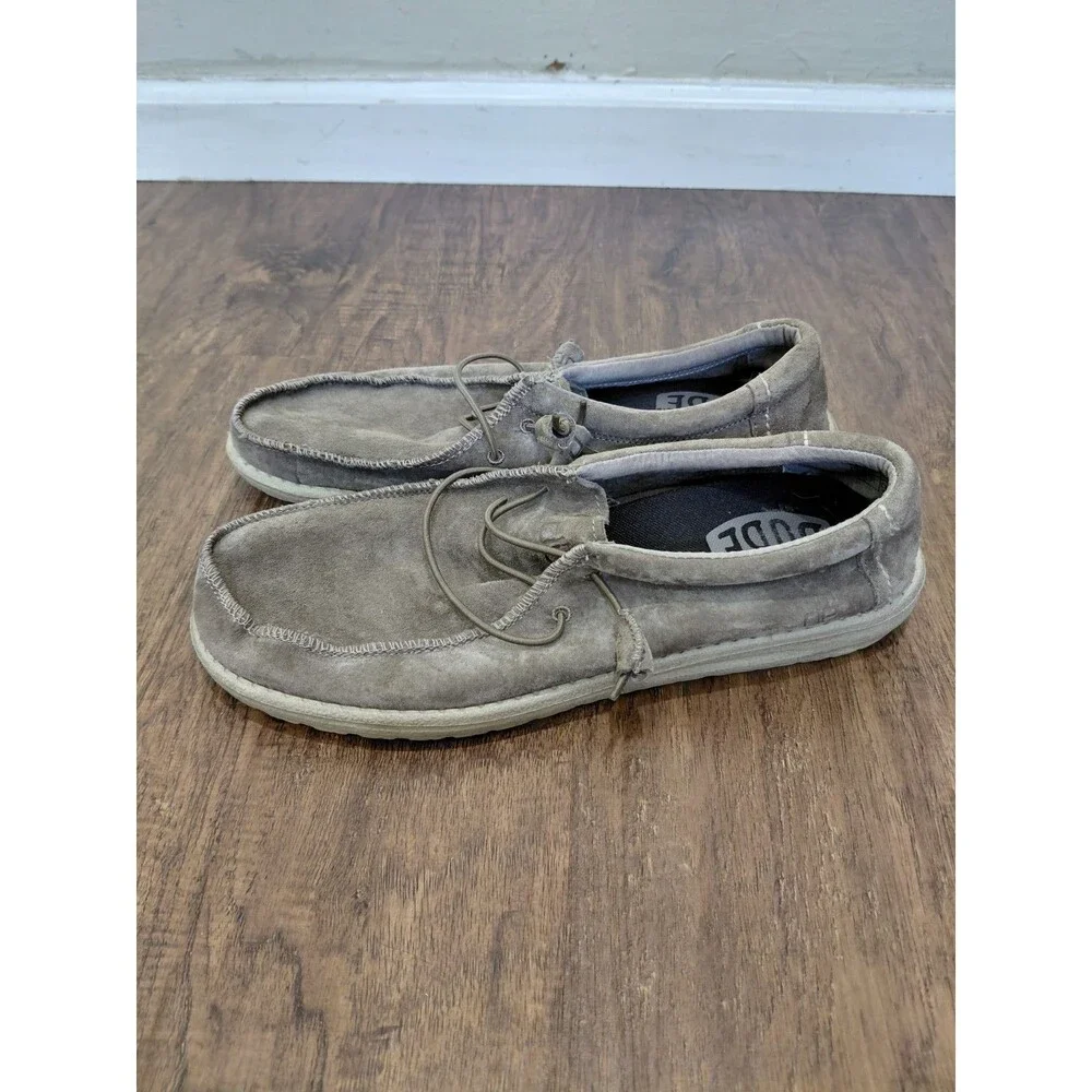 Hey Dude Wally Suede Toffee Casual Comfort Sneakers Sterling Men Size 12